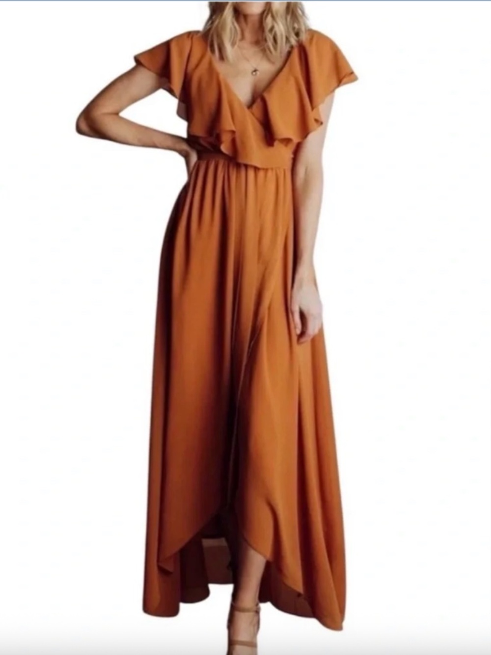 NWT Baltic Born Katya Ruffle Flutter Rust Orange Maxi Dress sz XXXL Bridesmaid